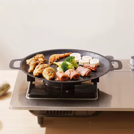Poêle à griller ronde coréenne pour barbecue