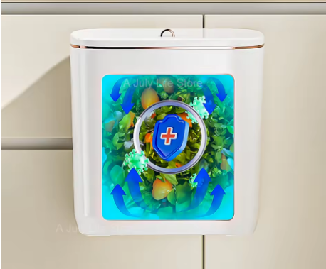 Stainless Steel Wall-Mounted Bin with Lid 12L