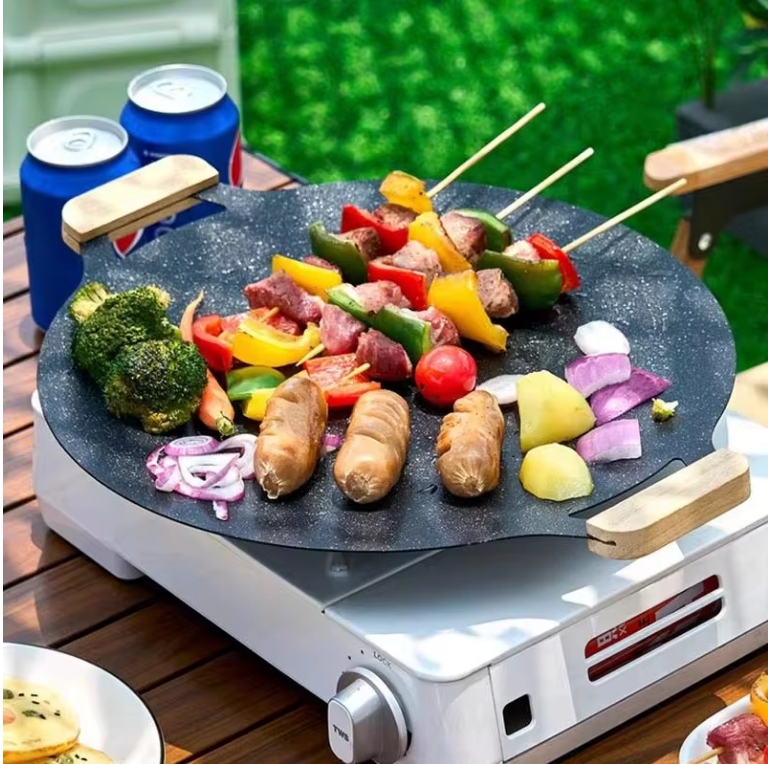 Poêle à griller portable antiadhésive ronde coréenne