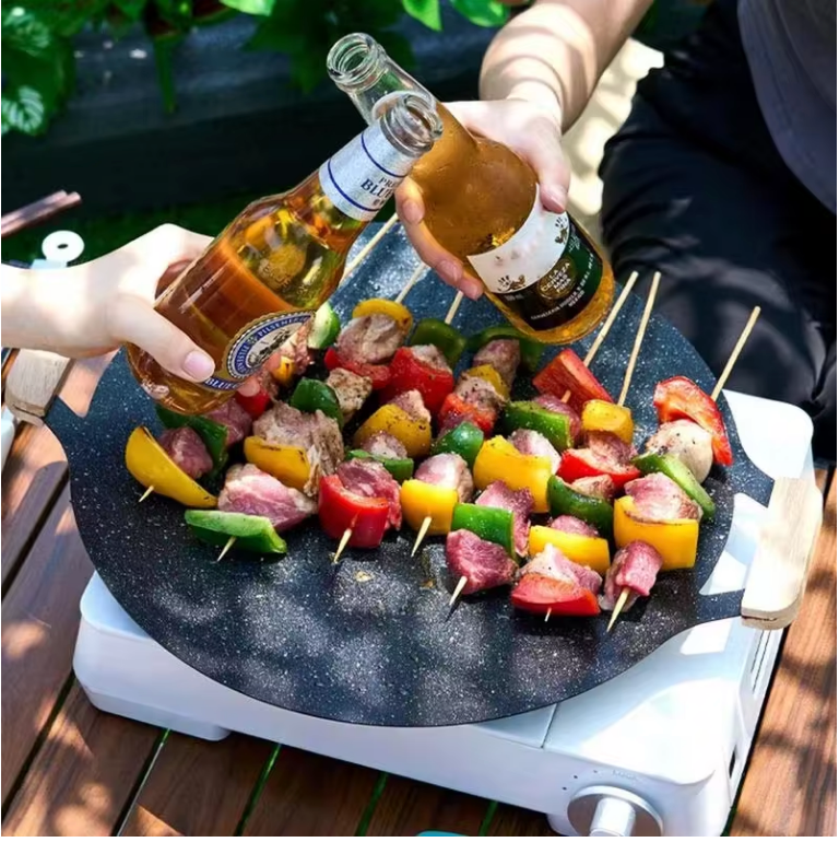 Poêle à griller portable antiadhésive ronde coréenne