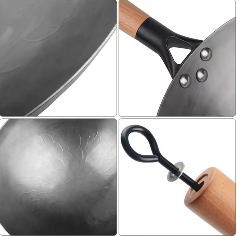Wok 32cm en fer traditionnel antiadhésif