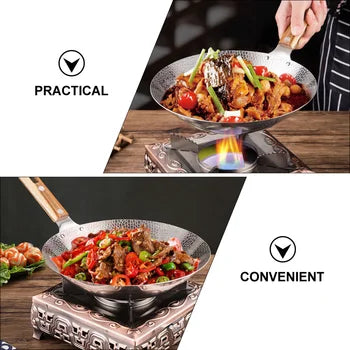Wok acier inox manche bois - 3
