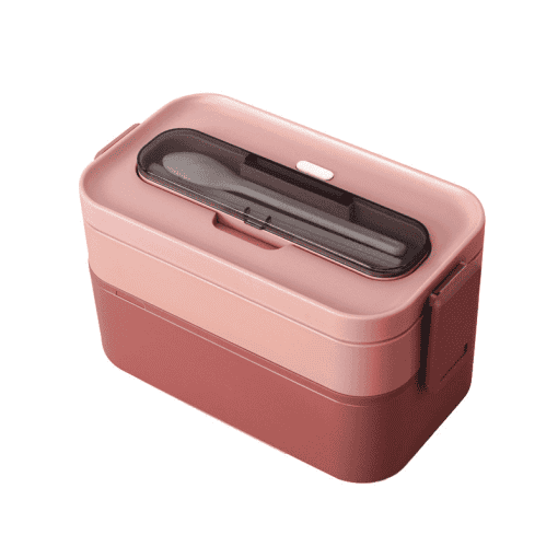 bento plastique compatible micro ondes 2 etages rose