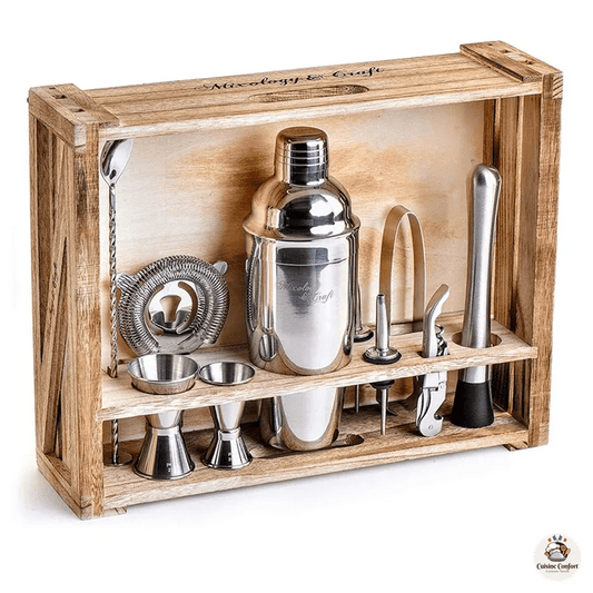 ensemble barman bois rustique shaker cocktail 11 pieces image 1