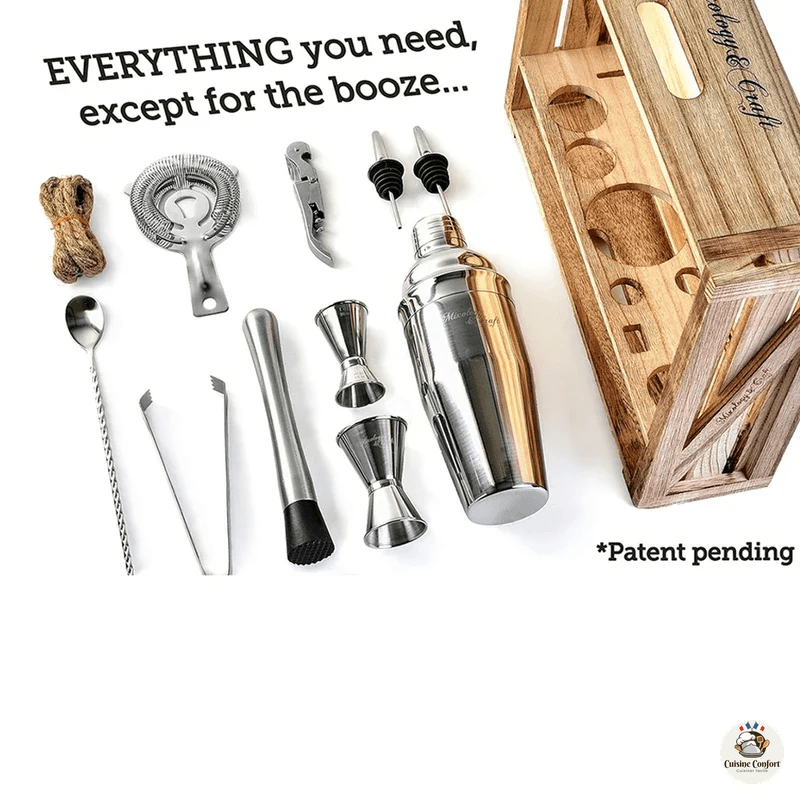 ensemble barman bois rustique shaker cocktail 11 pieces image 3