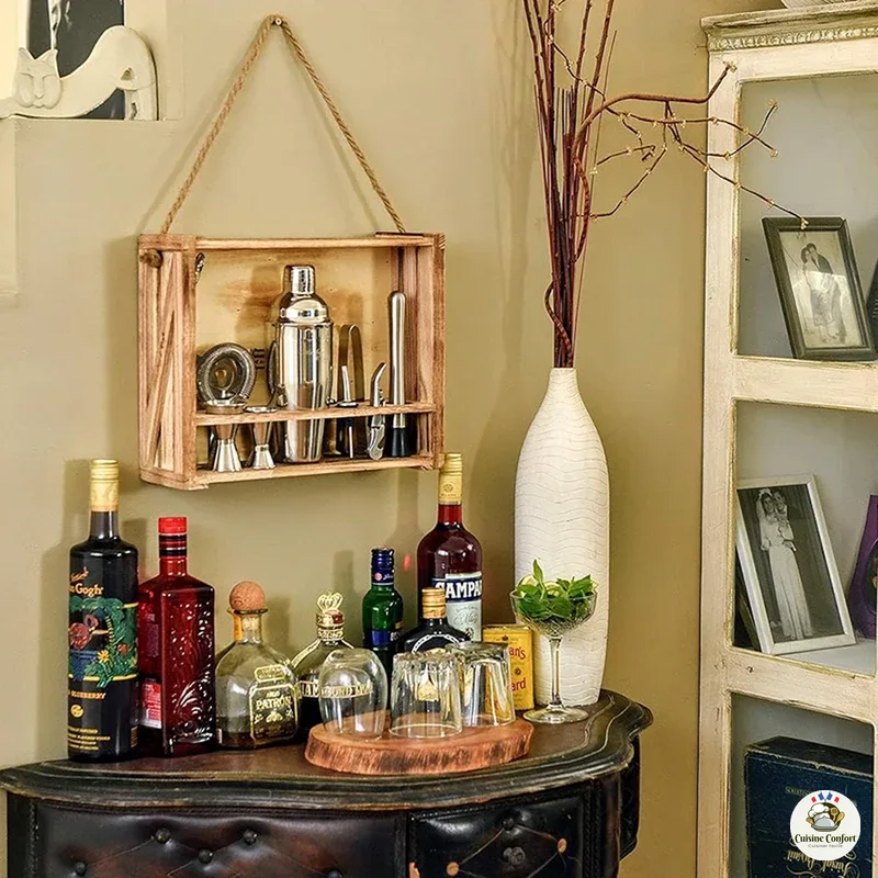 ensemble barman bois rustique shaker cocktail 11 pieces image 5