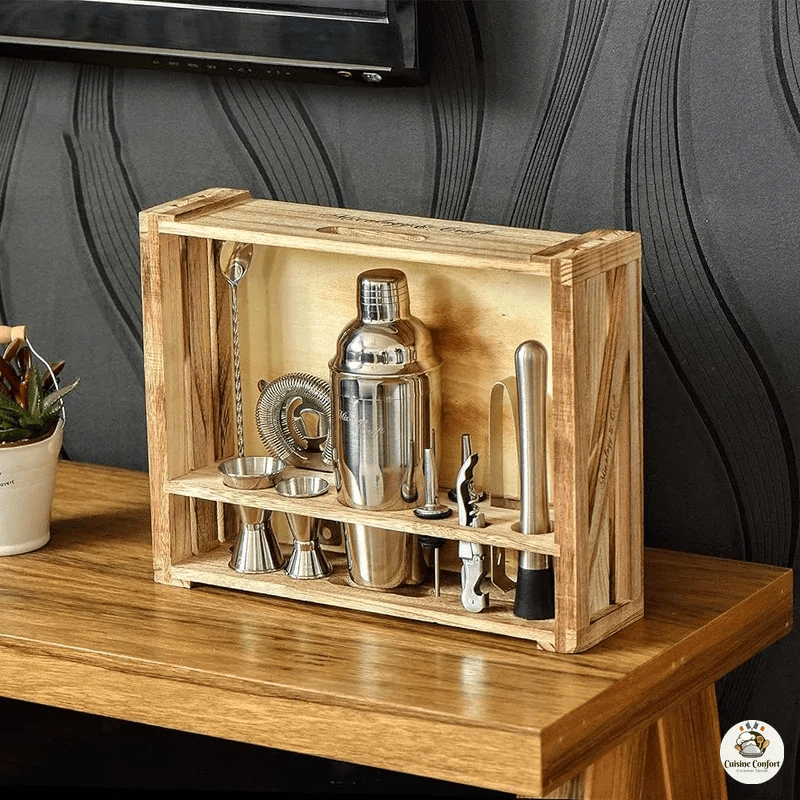 ensemble barman bois rustique shaker cocktail 11 pieces image 6