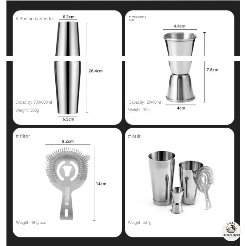 kit barman boston tins inox 18oz 28oz image 5