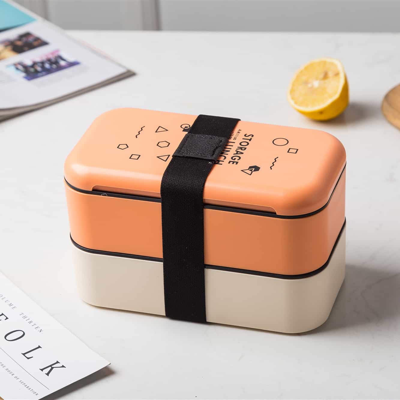 lunch box bento plastique isotherme multi etage orange 2