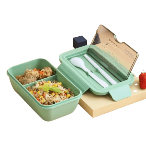SOBW Boîte à Lunch Étanchéité Acier Inoxydable 2 Compartiments + Couverts – Sans BPA, Micro-ondes & Lave-vaisselle OK – Enfants & Adultes (Plusieurs Tailles)