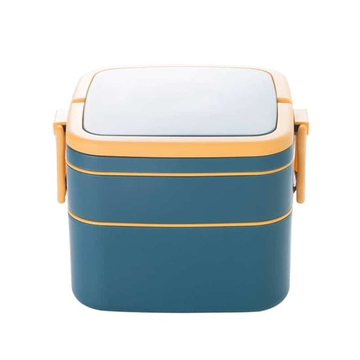 lunch box cube plastique double etage bleue 1
