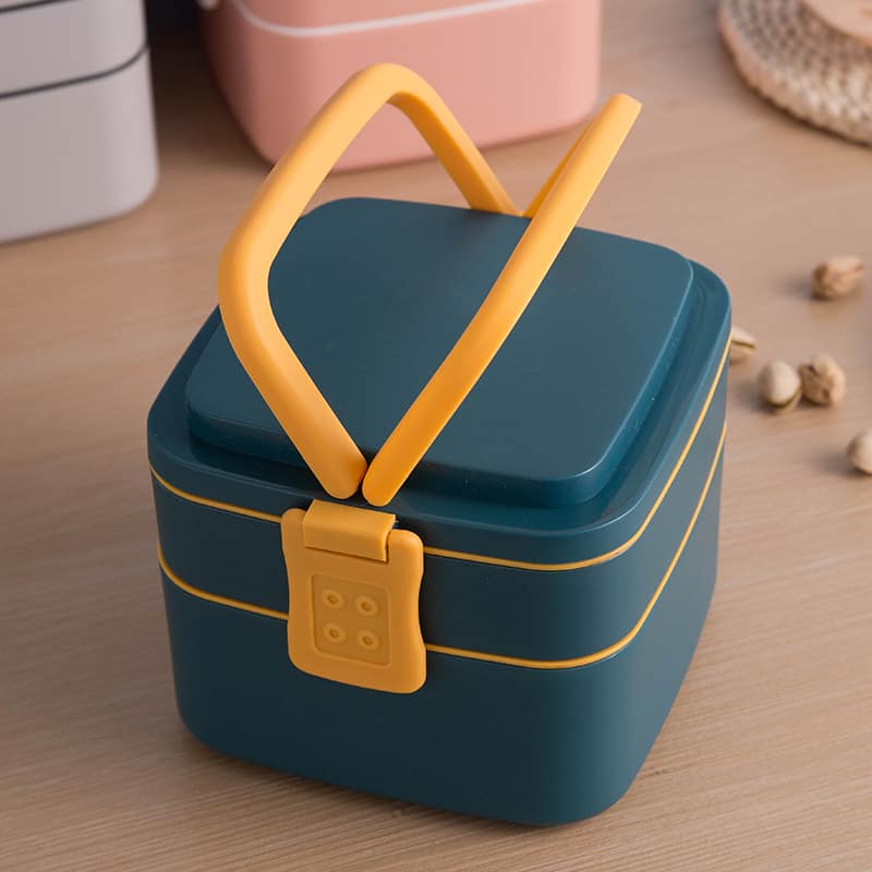 lunch box cube plastique double etage bleue 2