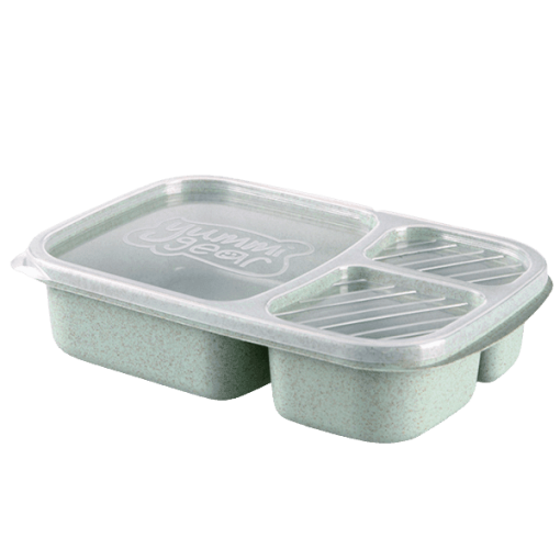 lunch box en fibre de ble verte triple compartiment compatible micro ondes