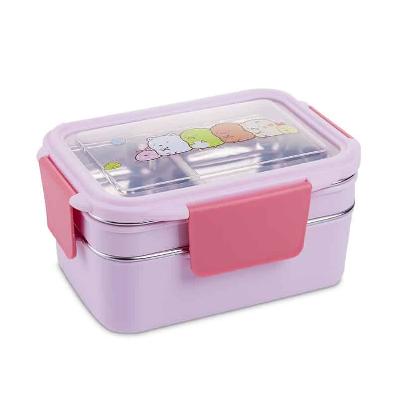 lunch box enfant inox compartimentee violet rose motifs cartoon 1