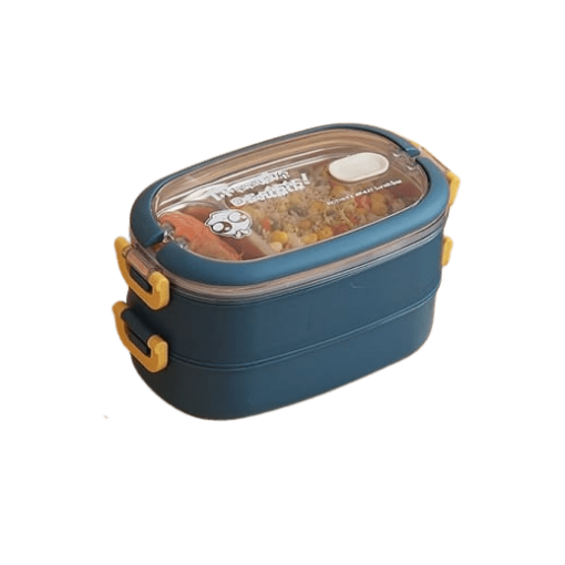 lunch box isotherme inox bleu couvercle transparent 2 etages