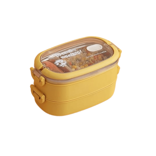 lunch box isotherme inox jaune couvercle transparent 2 etages