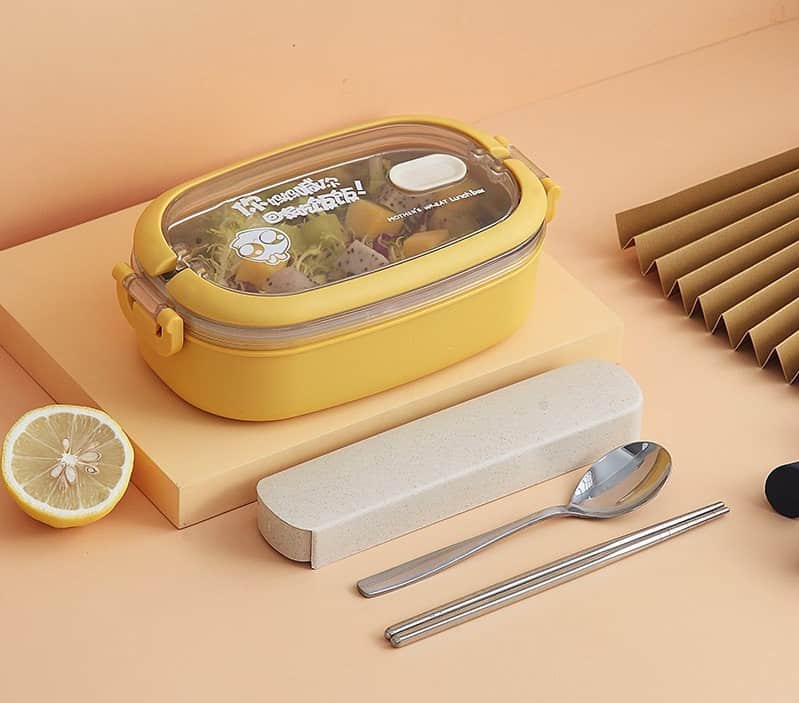 lunch box isotherme inox jaune couvercle transparent
