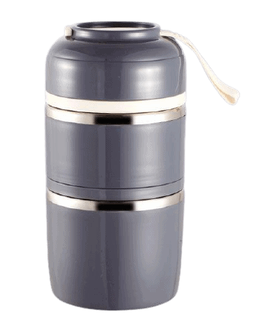 lunch box isotherme inox ronde multi etage grise 2 etages