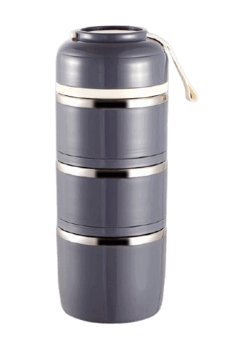 lunch box isotherme inox ronde multi etage grise 3 etages