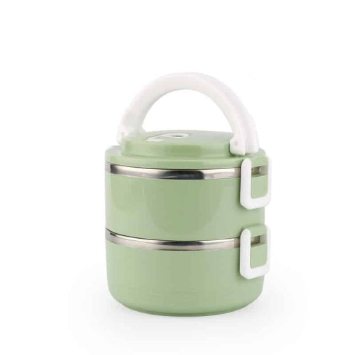 lunch box isotherme inox ronde verte 2 etages