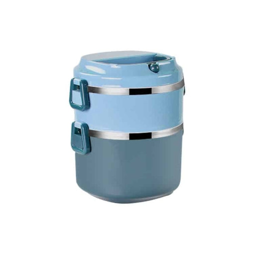lunch box multi etage bleue inox avec poignee 2 etages