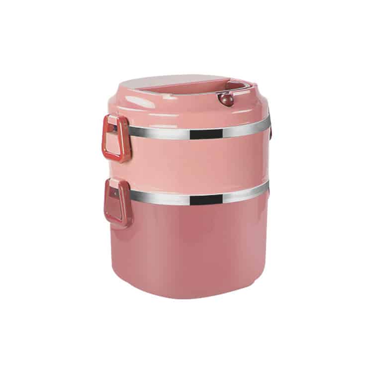 lunch box multi etage rose inox avec poignee 2 etages