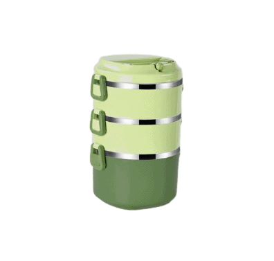 lunch box multi etage verte inox avec poignee 3 etages