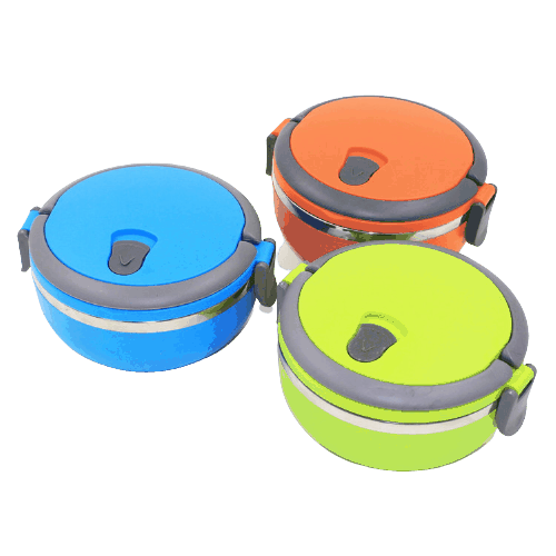 lunch box ronde Isotherme inox avec poignee 1
