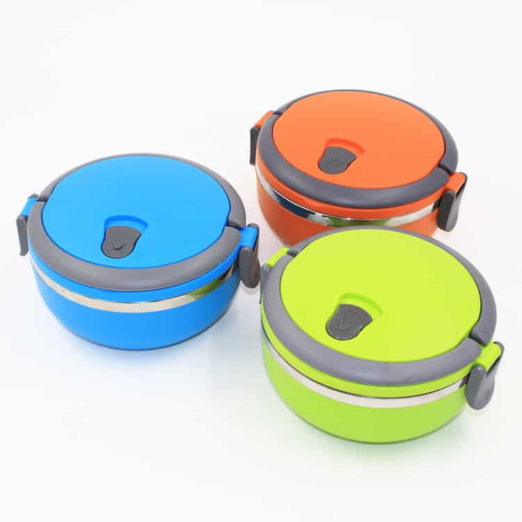 lunch box ronde Isotherme inox avec poignee 2