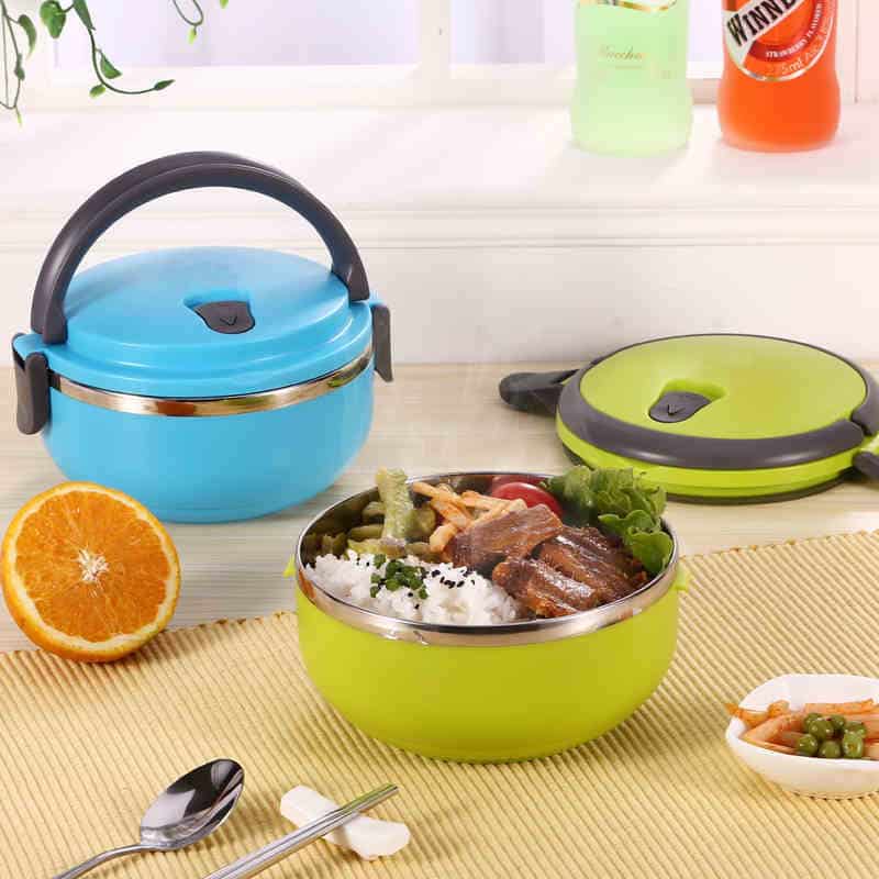 lunch box ronde Isotherme inox avec poignee 3