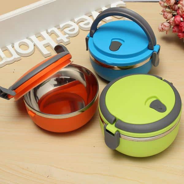 lunch box ronde Isotherme inox avec poignee 4