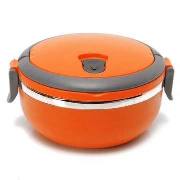 lunch box ronde Isotherme inox avec poignee orange