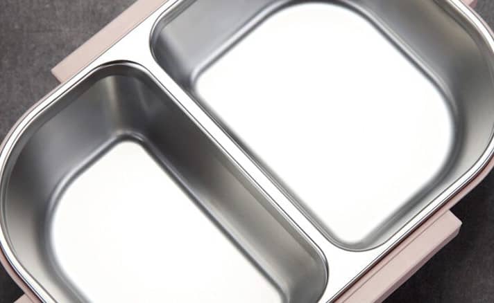 lunch box rose double compartiment avec couvercle transparent 5