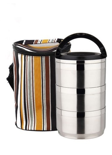 lunch box waterproof isotherme inox 3 etages avec sac 2