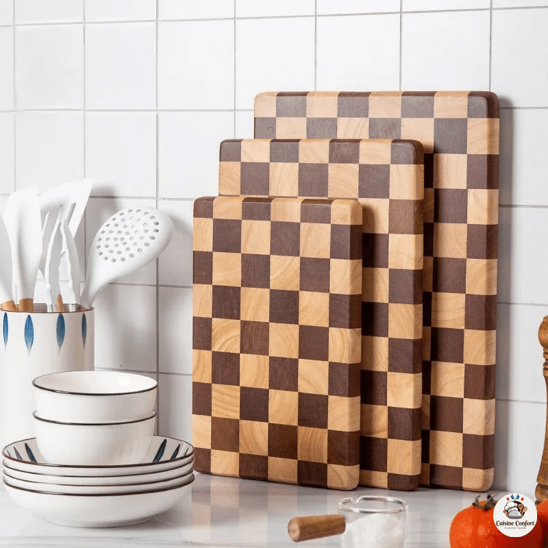 planche a decouper acacia damier cuisine massif image 3