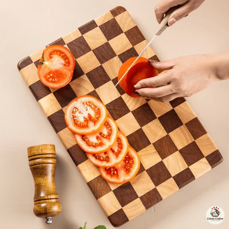 planche a decouper acacia damier cuisine massif image 5