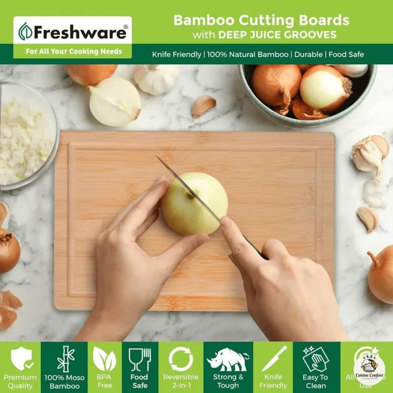 planche a decouper bamboo lot de 3 cuisine image 5