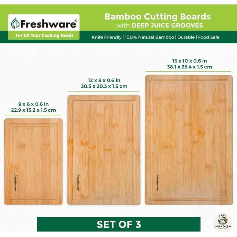 planche a decouper bamboo lot de 3 cuisine image 6