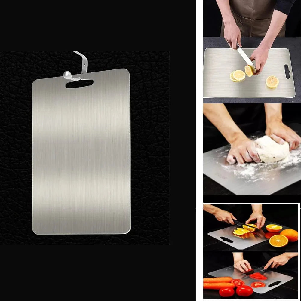 Planche à découper de cuisine en acier inoxydable multifonctionnelle