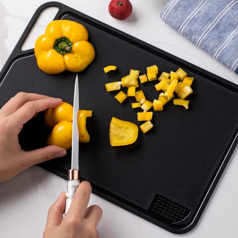 Planche à découper de cuisine multifonctionnelle avec presse-ail