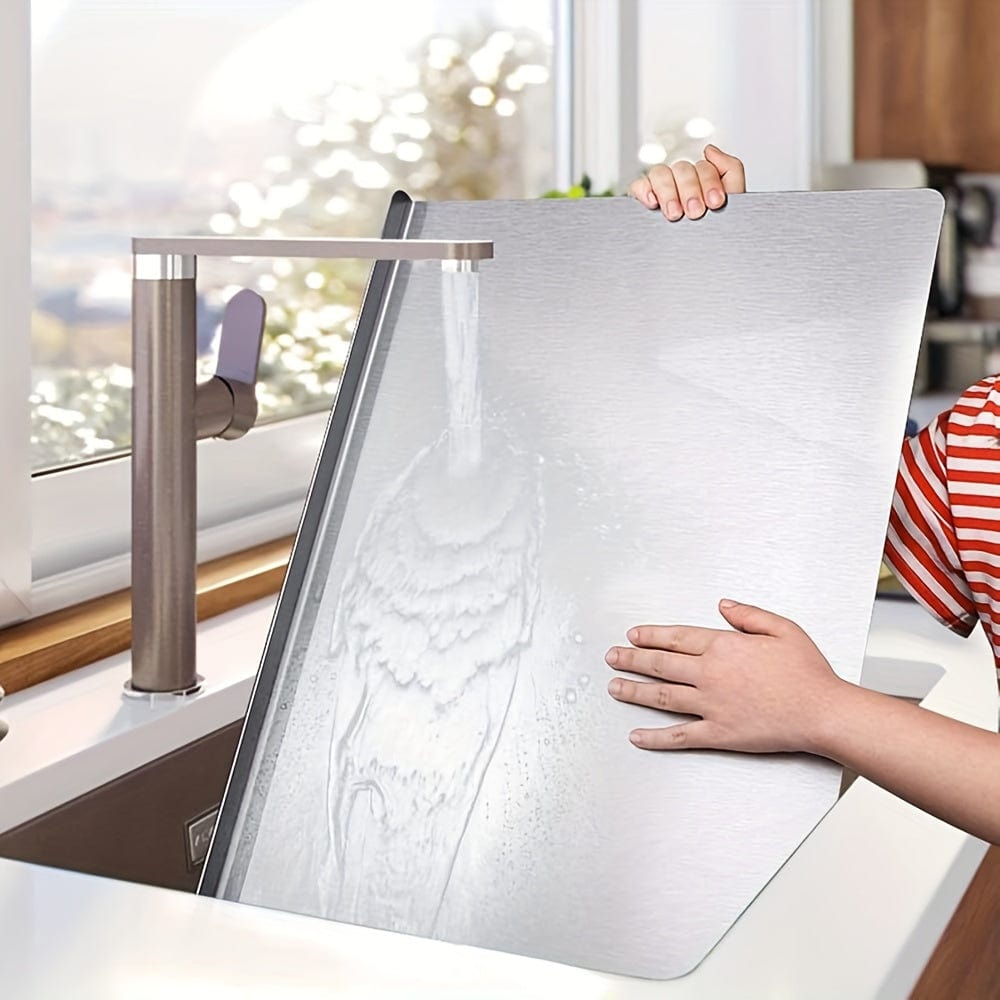Planche à découper en Inox antidérapante avec cale de protection