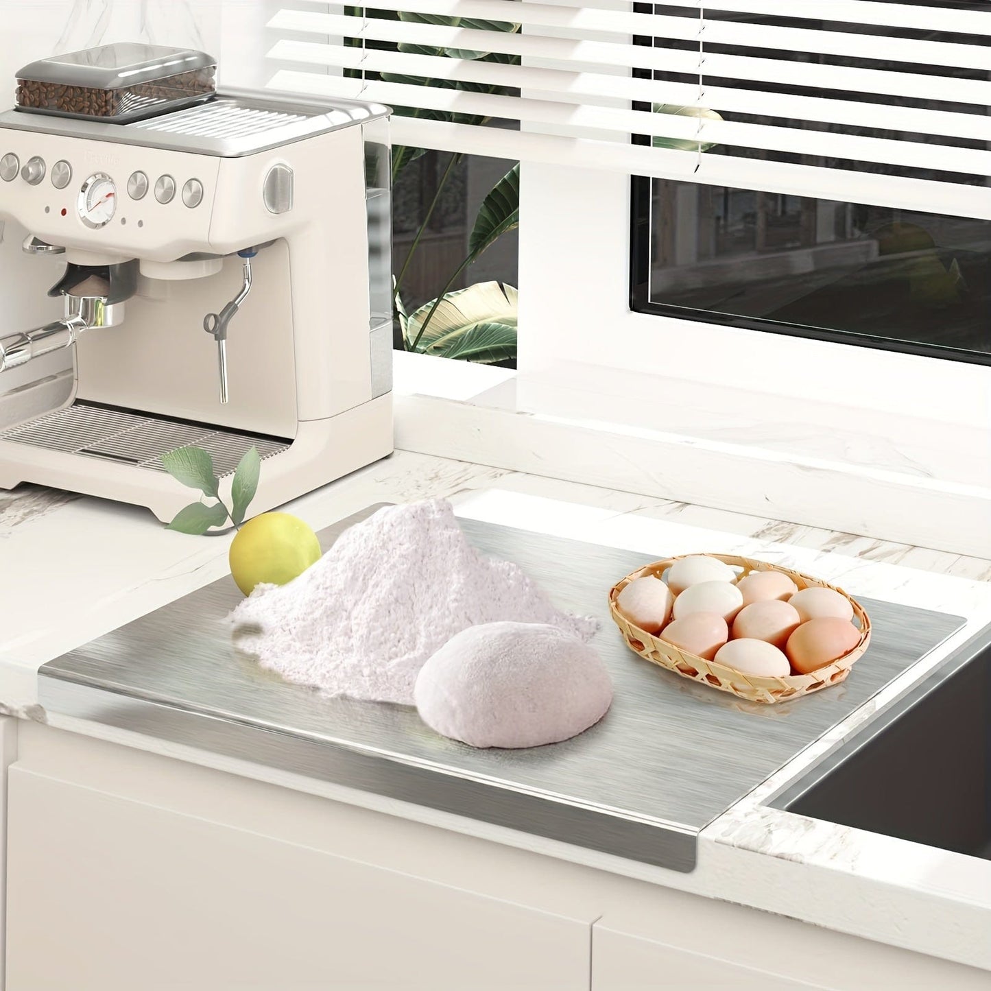 Planche à découper en Inox antidérapante avec cale de protection