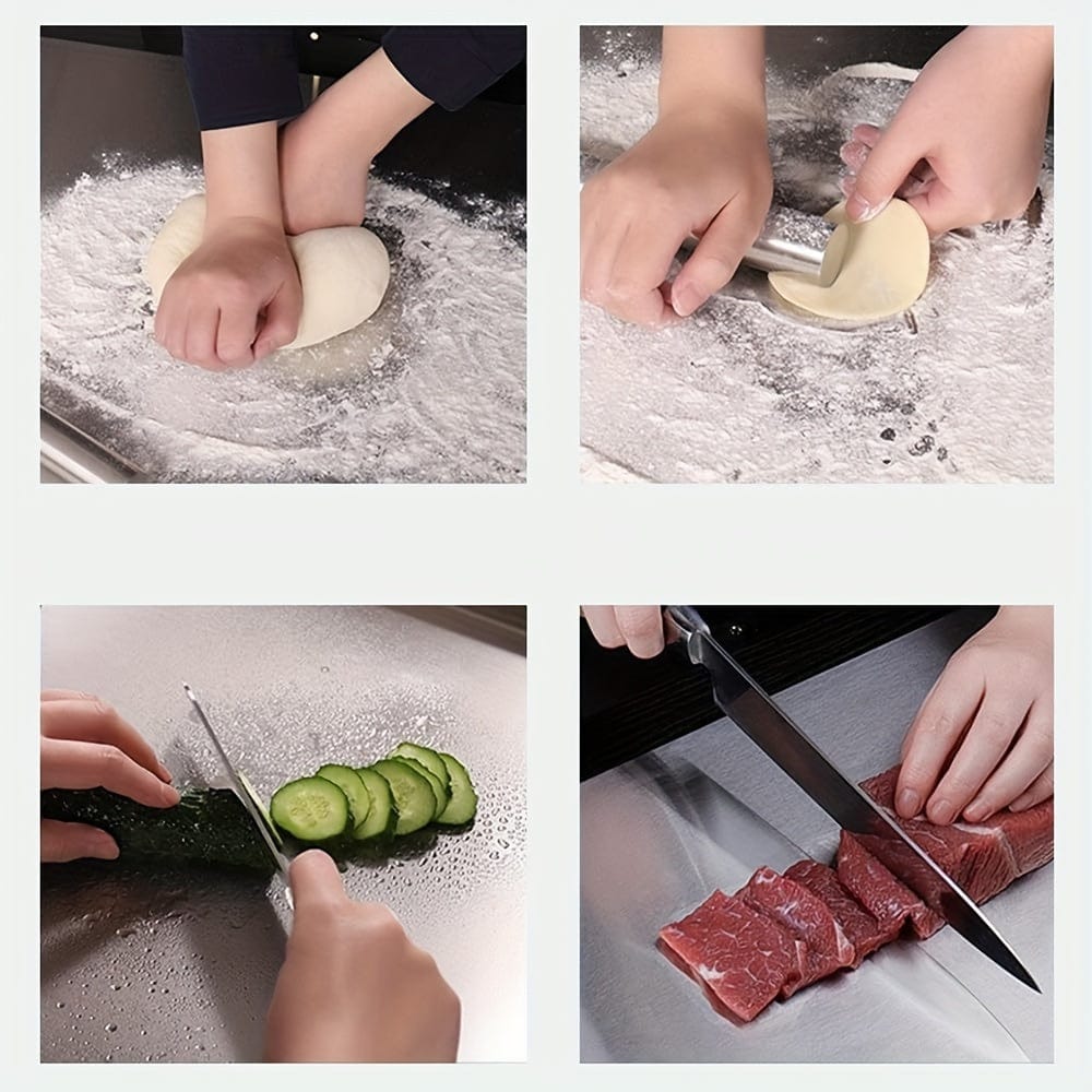 Planche à découper en Inox antidérapante avec cale de protection