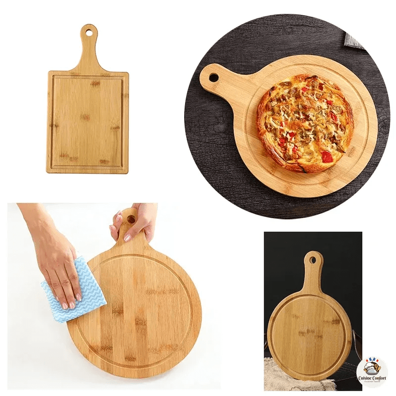 planche a decouper en bambou base ronde bois image 2
