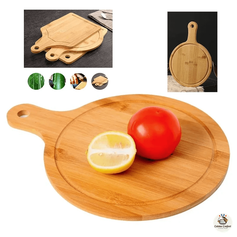 planche a decouper en bambou base ronde bois image 3
