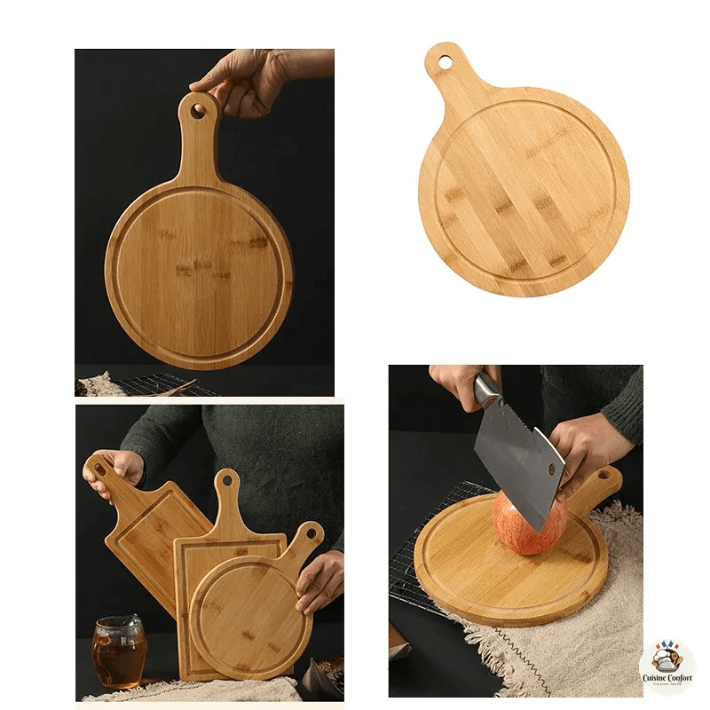 planche a decouper en bambou base ronde bois image 4