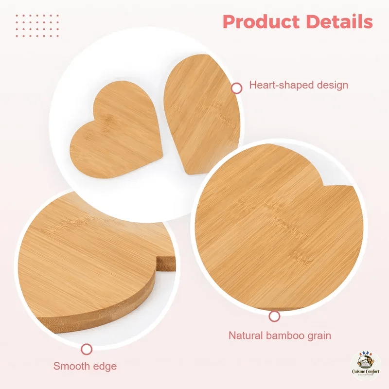 planches a decouper bambou forme coeur massif decoratives image 4