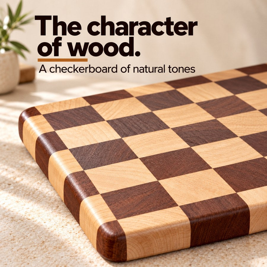The character of wood. A checkerboard of natural tones