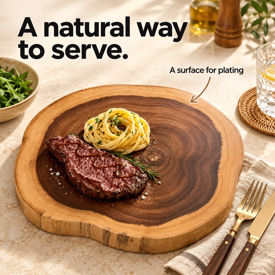 A natural way to serve. A surface for plating