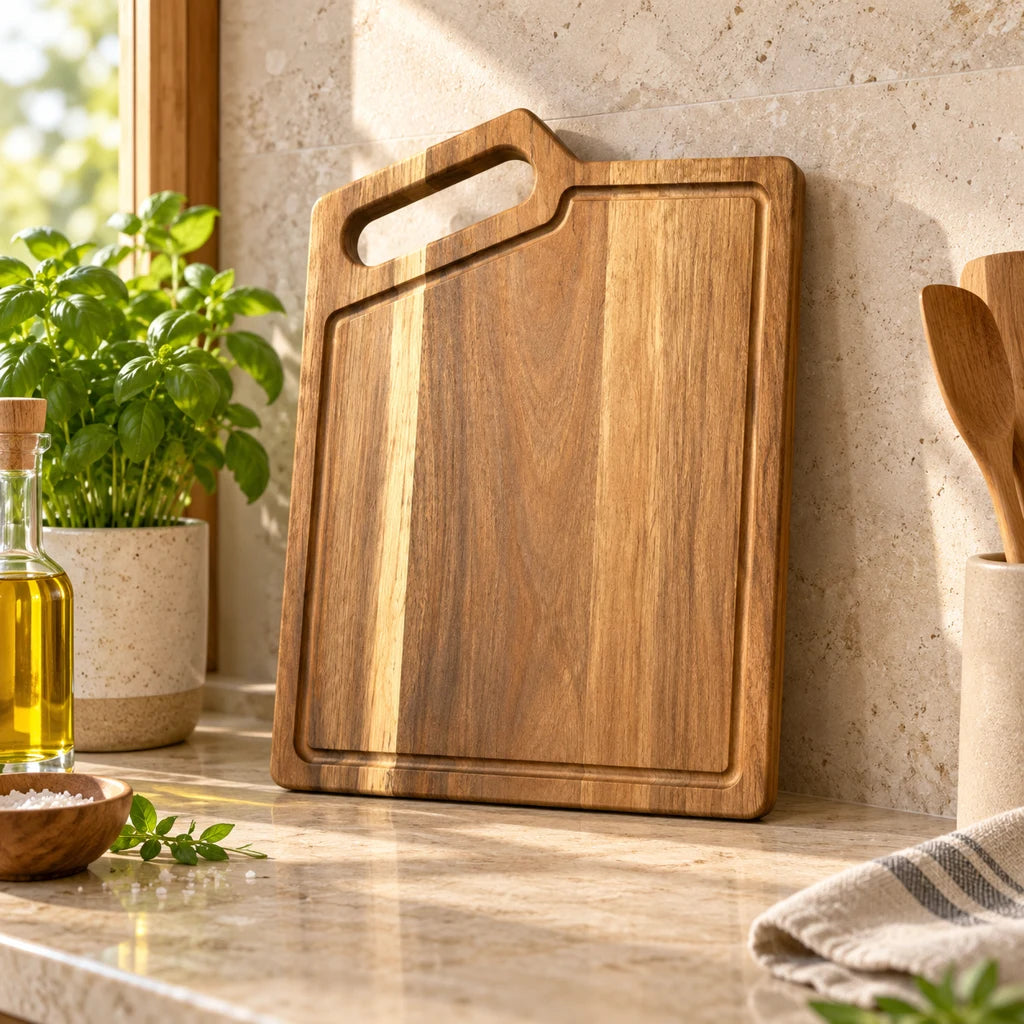 Acacia Cutting Board with Juice Groove and Handle